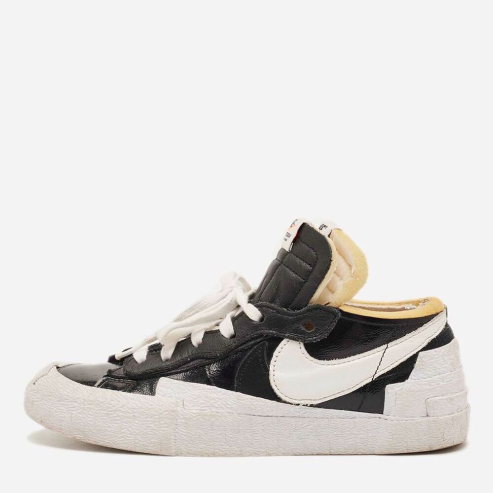 Nike X Sacai Blazer Size 38.5 Black/white Leather And Patent Leather Lace Up